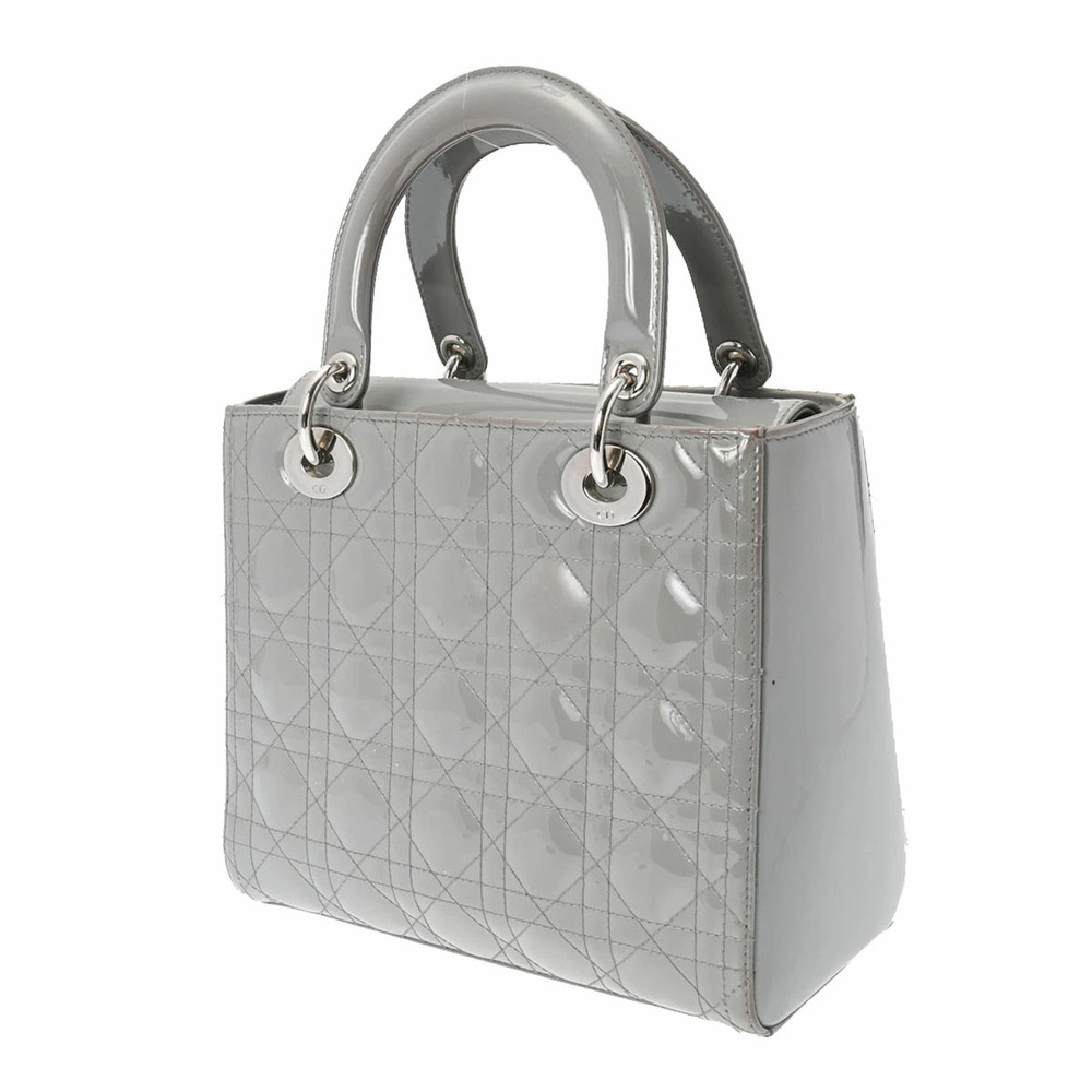CHRISTIAN DIOR Lady Gray Enamel Handbag - Picture 2 of 9